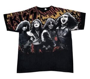 Vintage Kiss AOP Flames Band T-Shirt